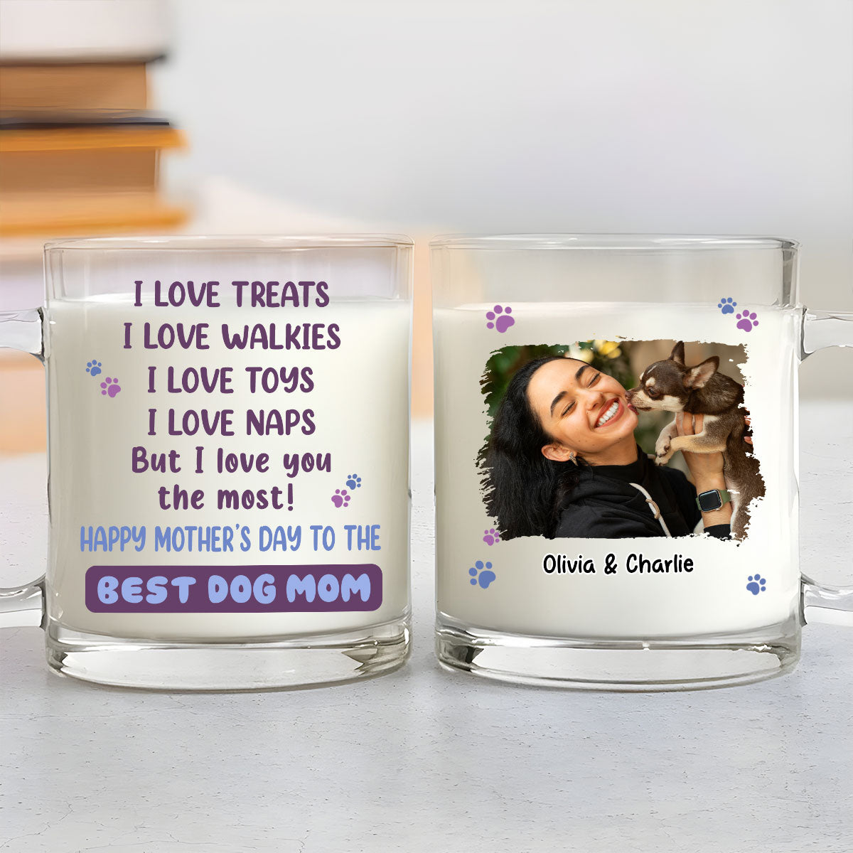 Custom Photo Mother's Father's day Birthday Gifts For Dog Lovers • I Love You The Most Dog Mom Dad Photo - Personalized Glass Mug