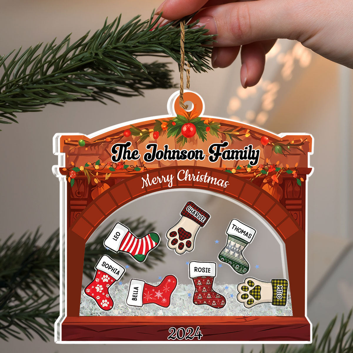 Christmas Family Stockings - Personalized Acrylic Shaker Ornament
