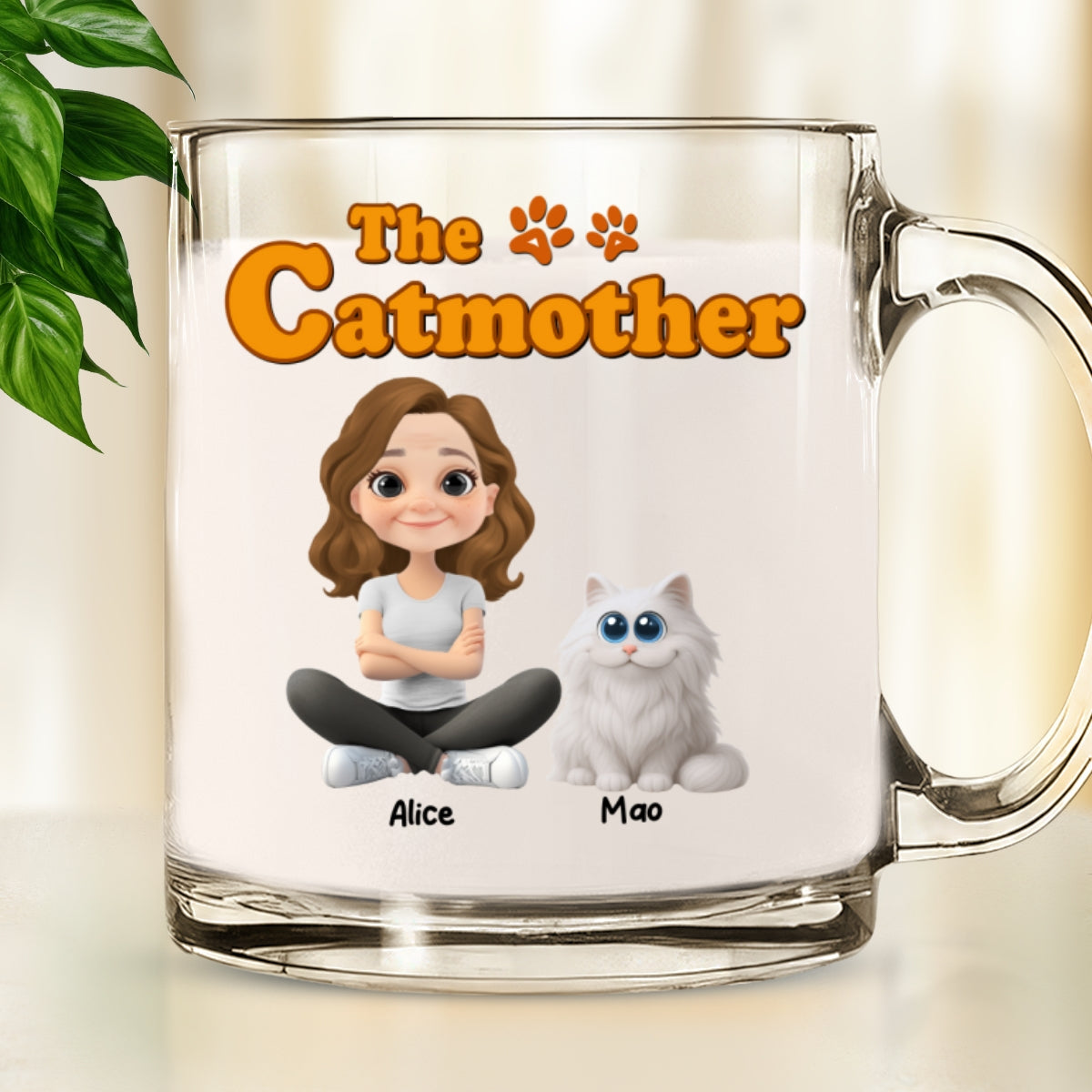 Custom Christmas Birthday Gifts For Cat Mom, Cat Lovers • Mother Funny Chunky Cat - Personalized Glass Mug