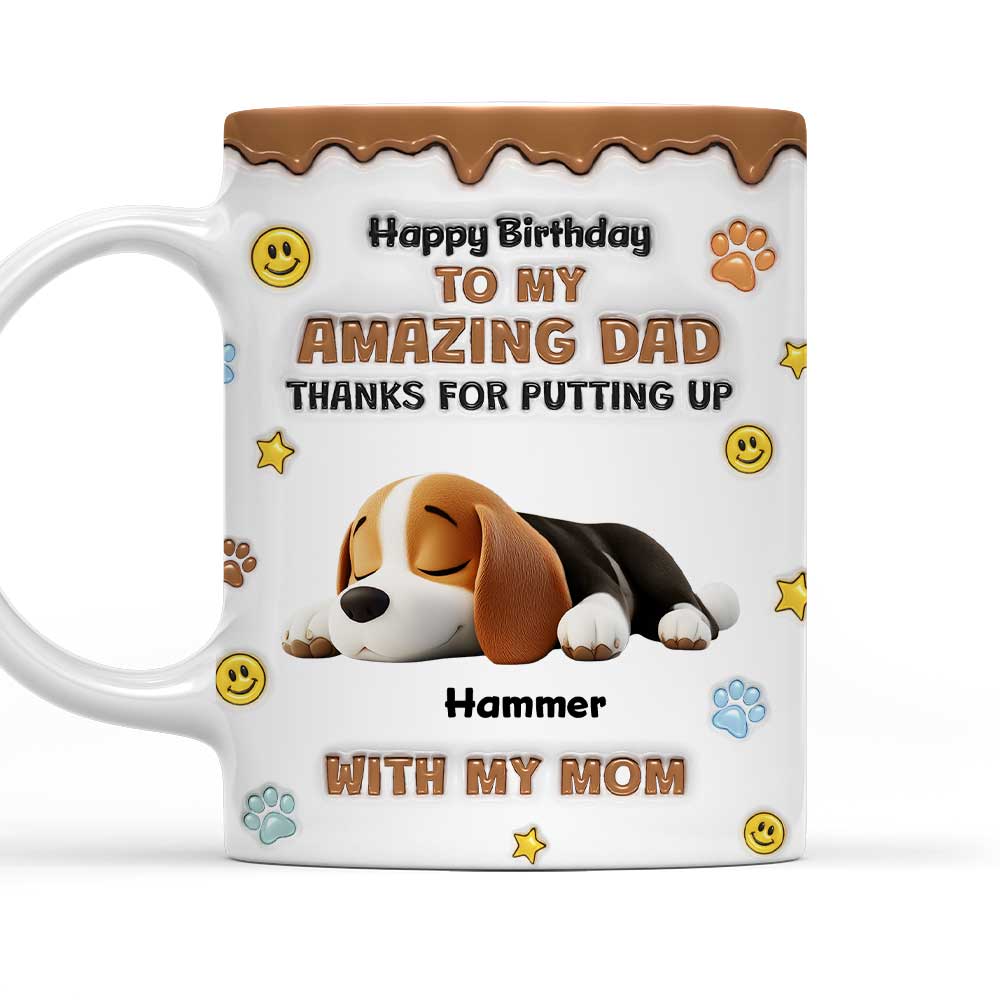 Custom Christmas Birthday Gifts For Dog Lovers • Thank You For Dad Ver Birthday - Personalized 3D Inflated Effect Mug