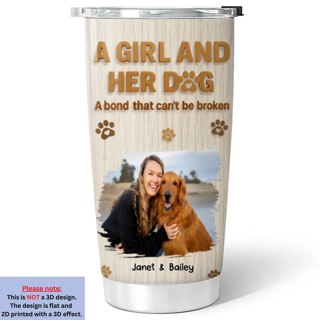 Custom Photo Christmas Birthday Gifts For Dog Mom, Dog Lovers • A Girl And Her Dog Snowball Photo - Personalized Tumbler