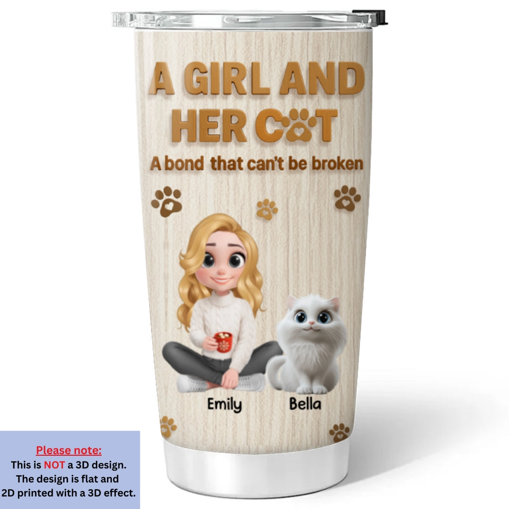 Custom Christmas Birthday Gifts For Cat Mom, Cat Lovers • A Girl And Her Cat Snowball - Personalized Tumbler