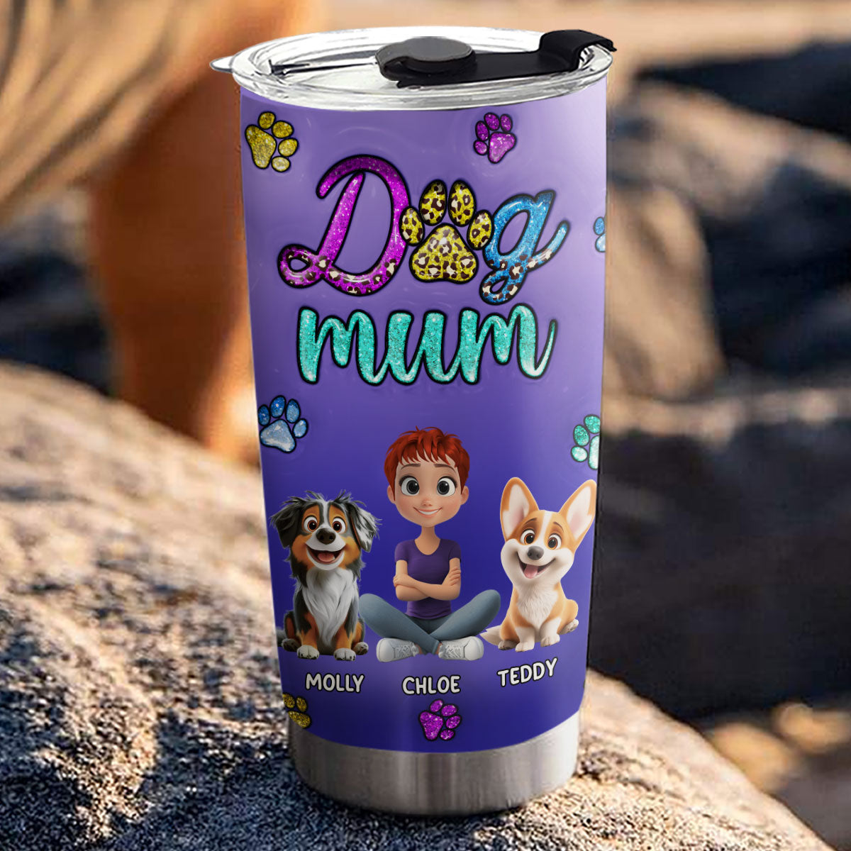Custom Mother's day Birthday Gifts For Pet Mom, Pet Lovers • Born To Be Professional Dog Mom - Personalized 3D Inflated Effect Tumbler
