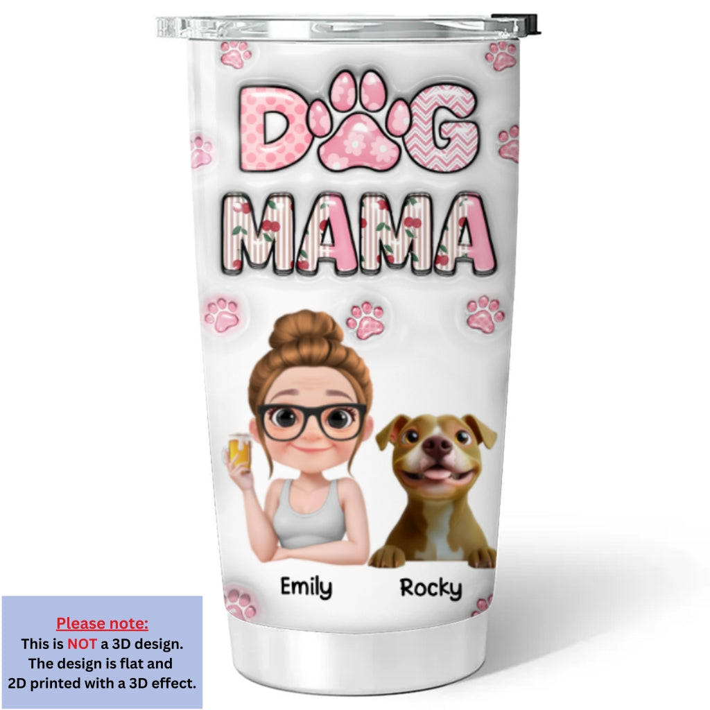 Custom Christmas Birthday Gifts For Dog Mom, Dog Lovers • Cherry On Top - Personalized 3D Inflated Effect Tumbler