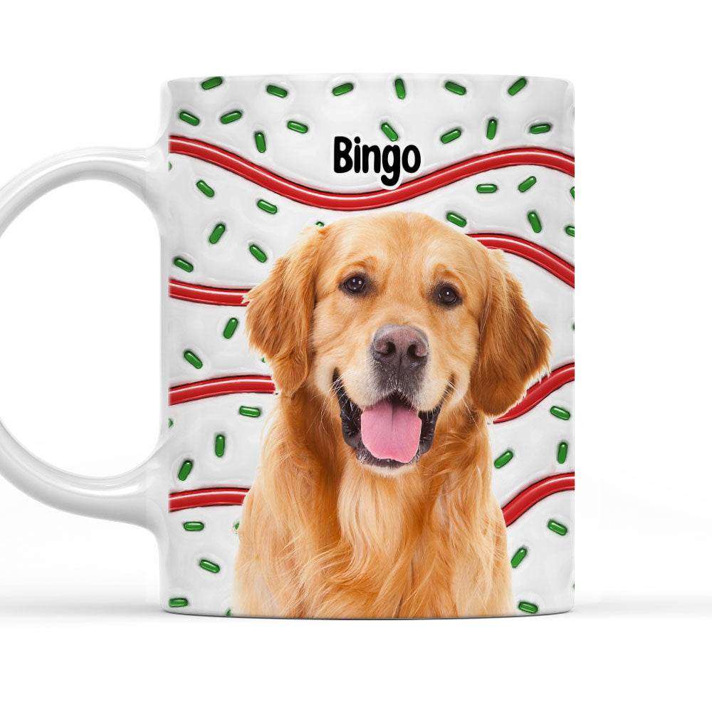 Custom Photo Christmas Birthday Gifts For Dog Lovers • Dog And Cake Cartoon Photo - Personalized 3D Inflated Effect Mug