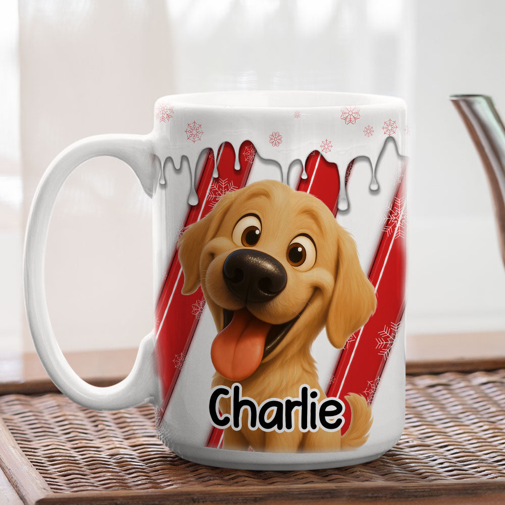 Custom Christmas Birthday Gifts For Dog Lovers • Candy Cartoon Dog - Personalized 3D Inflated Effect Coffee Mug
