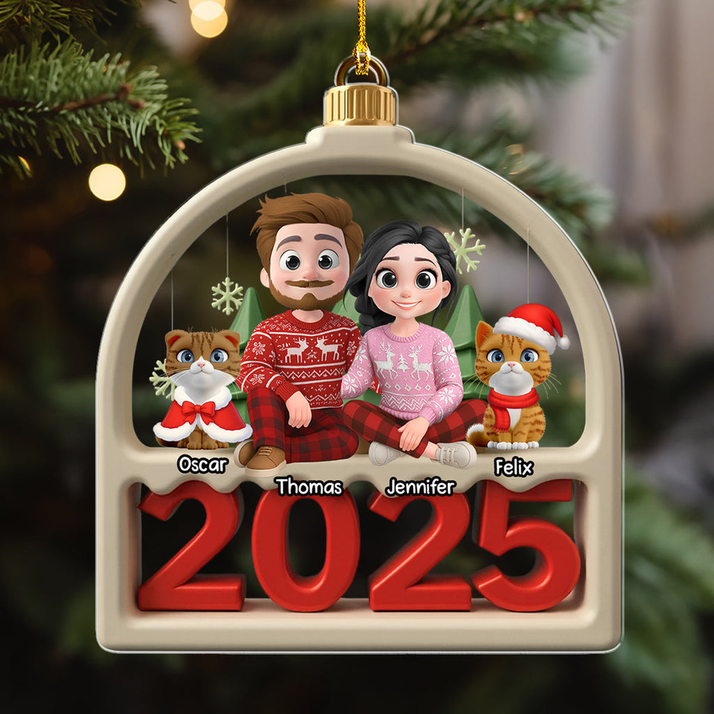 Custom Christmas Decor Home Birthday Gifts For Pet Lovers • Family Furry And Cat - Personalized Acrylic Ornament