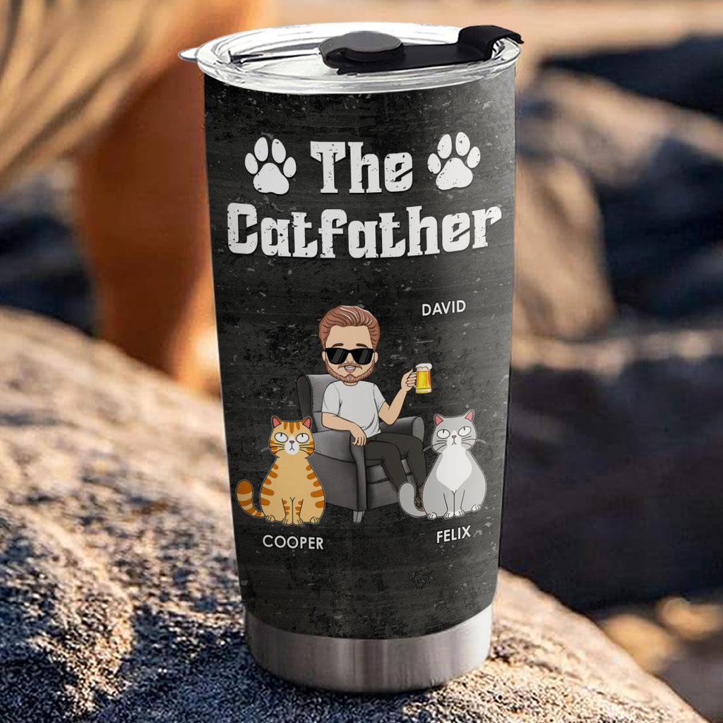 Custom Father's day Birthday Gifts For Cat Dad, Cat Lovers • The Cat Father - Personalized Tumbler
