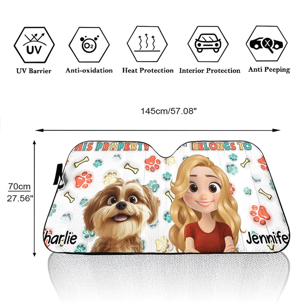 Custom Christmas Birthday Gifts Car Accessories for Dog Parents • Belongs To Us - Personalized 3D Inflated Effect Car Sunshade