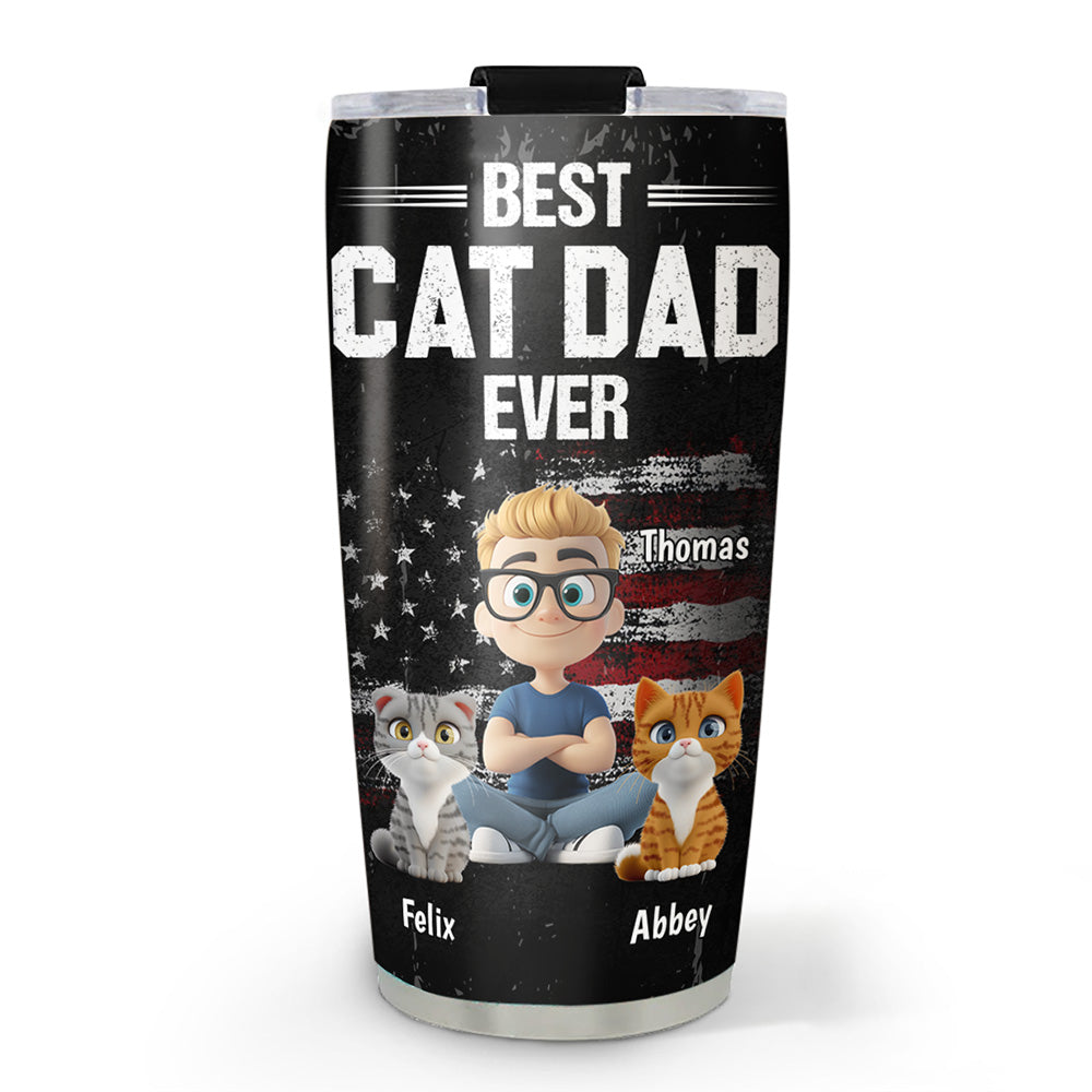 Custom Father's day Birthday Gifts For Cat Dad, Cat Lovers • American Cat Dad - Personalized Tumbler