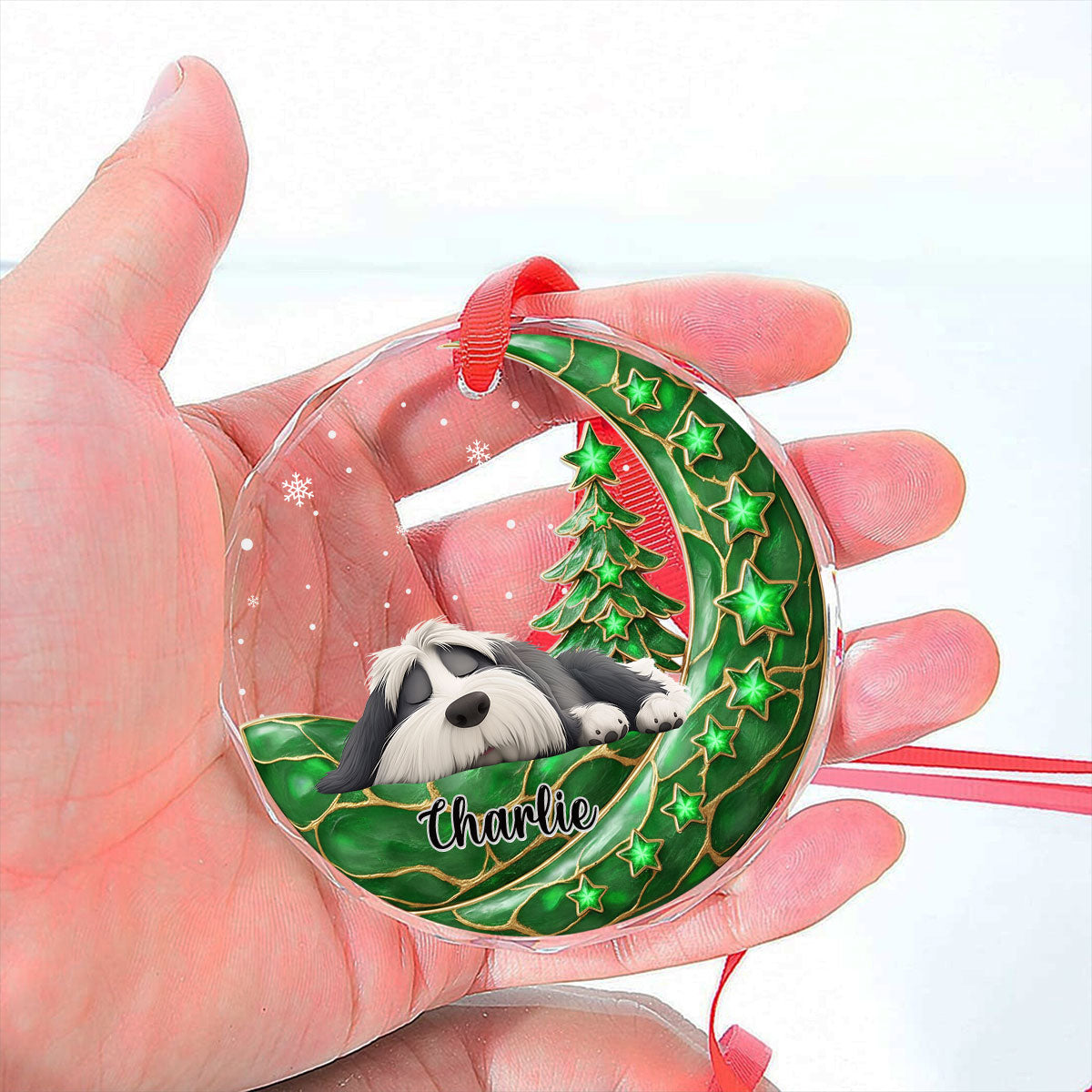 Custom Christmas Decor Home Birthday Gifts For Dog Lovers • Beside Pearl Of You - Personalized 3D Effect Glass Ornament