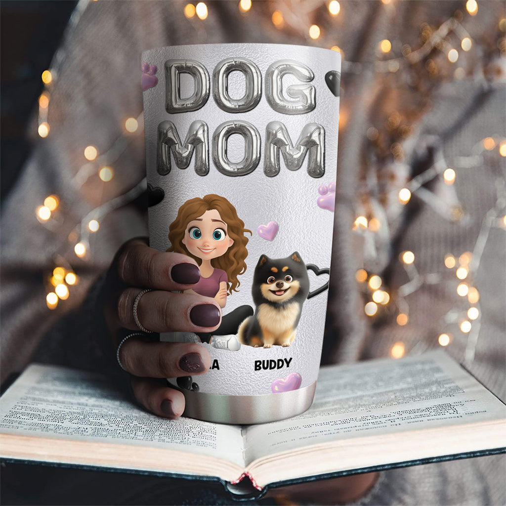 Custom Christmas Birthday Gifts For Dog Mom, Dog Lovers • Bubble Dog Mom - Personalized 3D Effect Tumbler