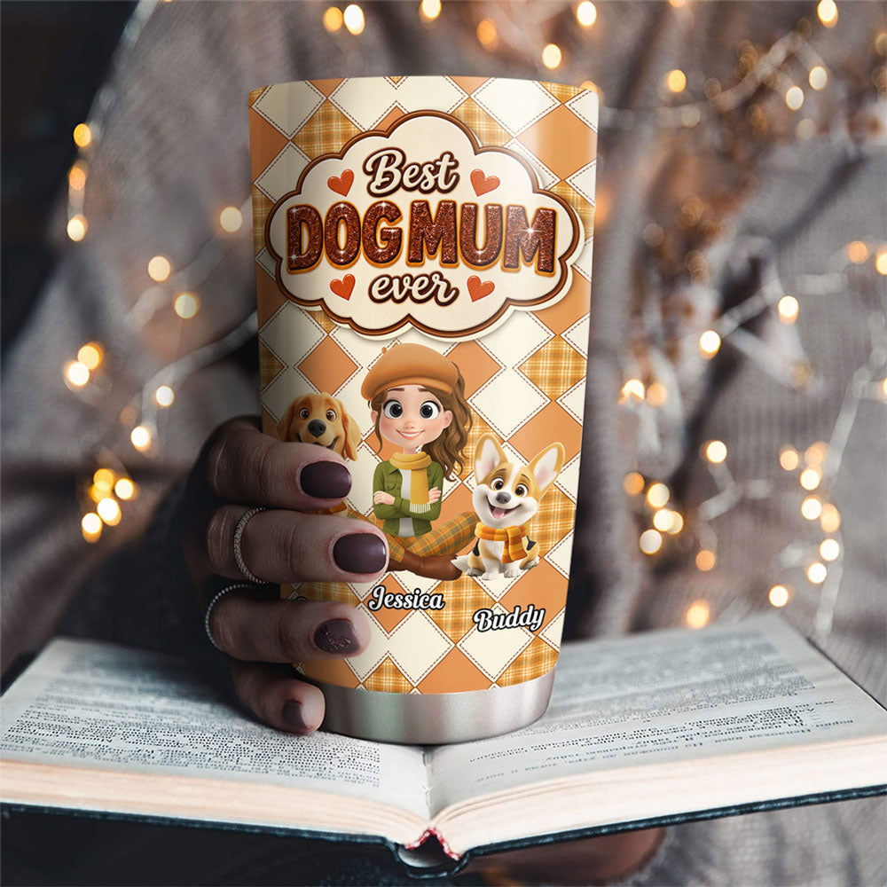 Custom Christmas Birthday Gifts For Dog Lovers • Lucky Dog Mom - Personalized 3D Effect Tumbler