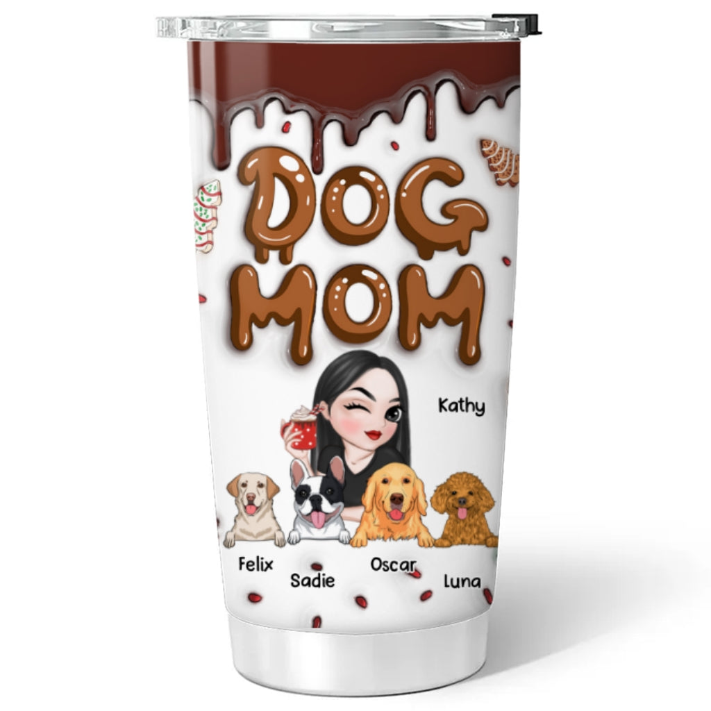 Custom Mother's day Birthday Gifts For Pet Mom, Pet Lovers • Dog Mom Cake - Personalized 3D Inflated Effect Tumbler