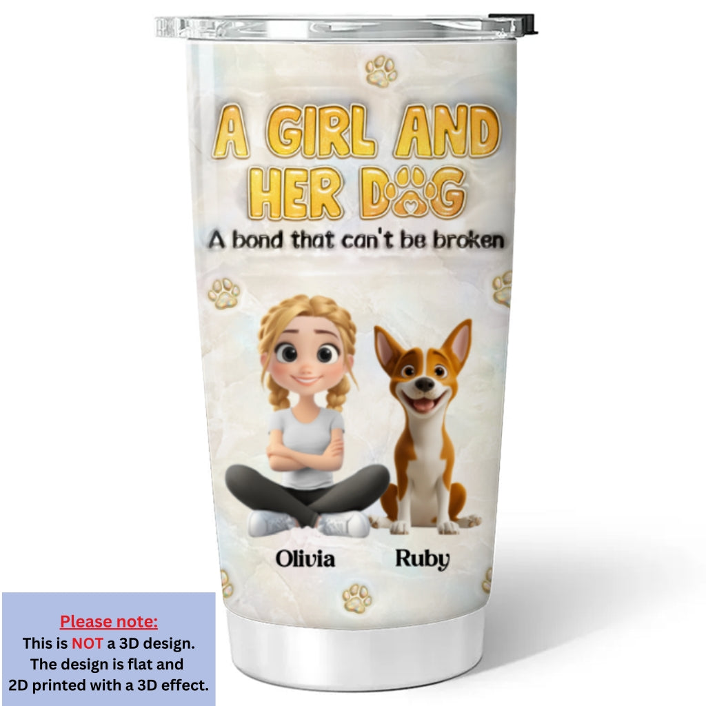 Custom Christmas Birthday Gifts For Dog Lovers • A Girl And Her Dog Mother Of Pearl - Personalized 3D Inflated Effect Tumbler