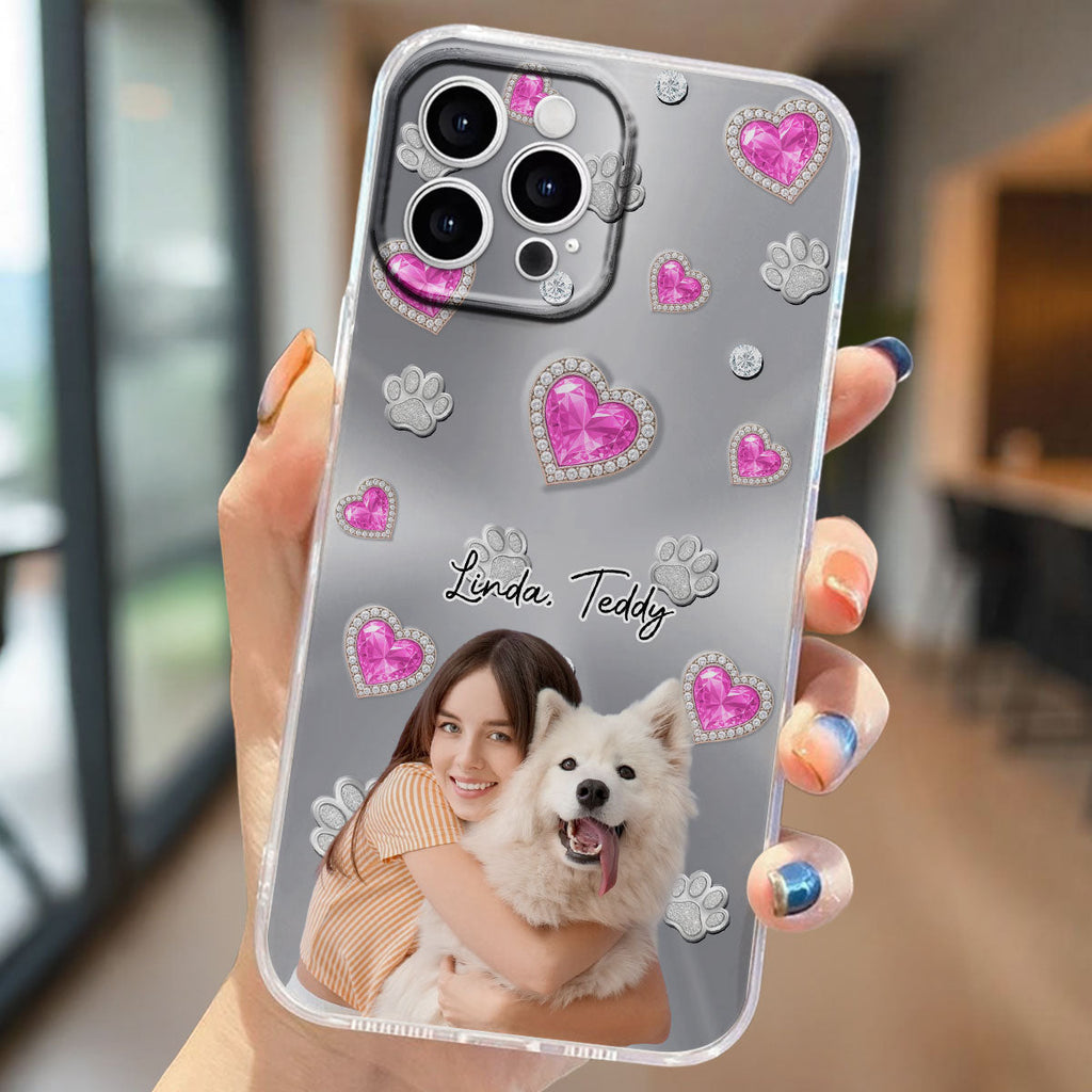 Glitter Cute Cartoon Dog Mom Photo - Personalized Phone Case