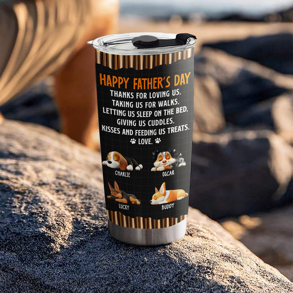 Custom Father's day Birthday Gifts For Dog Dad, Dog Lovers • Thanks For Loving Me Dad 2 - Personalized Tumbler