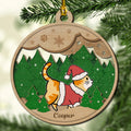 Pet Paws And Snow - Personalized 2-layered Wood Ornament