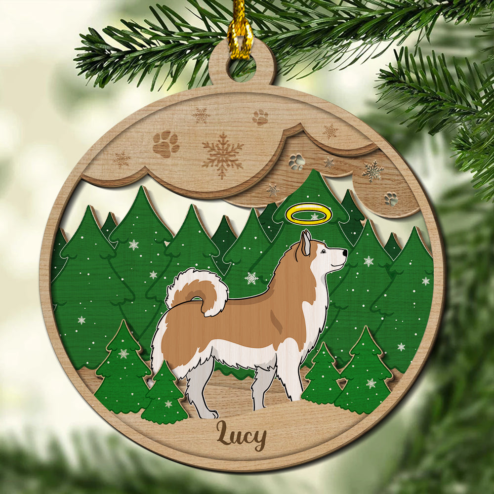 Pet Paws And Snow - Personalized 2-layered Wood Ornament