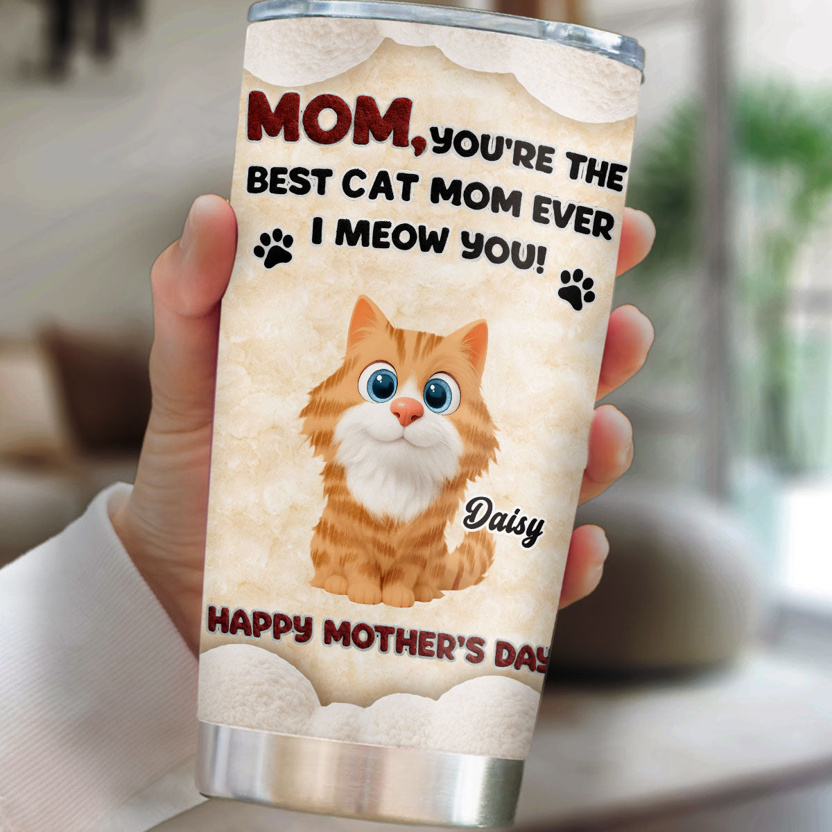 Custom Christmas Birthday Gifts For Cat Mom, Cat Lovers • Favorite Mom Of Cat - Personalized 3D Effect Tumbler