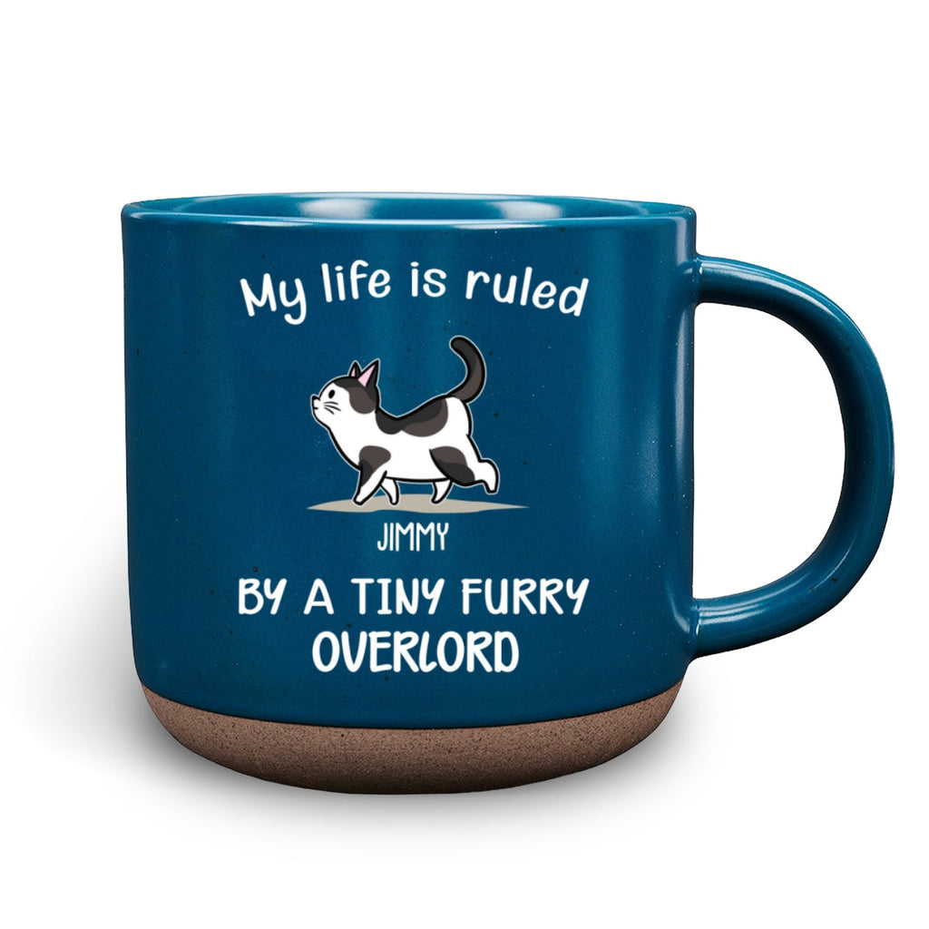 Custom Christmas Birthday Gifts For Cat Lovers • Ruled By Tiny Furry Overlords - Personalized Pottery Mug