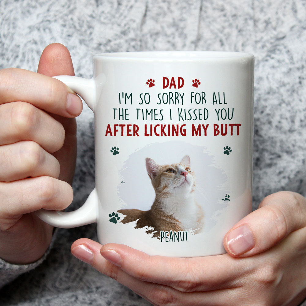 Custom Photo Christmas Birthday Gifts For Dog Lovers • Sorry Mom Dad Cat Version Photo - Personalized Coffee Mug