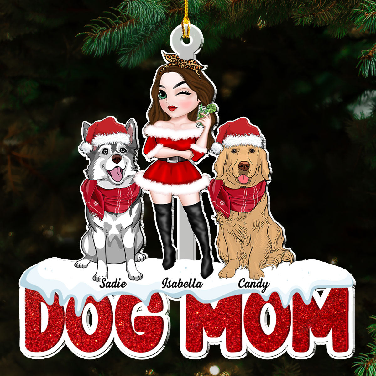 Dog Mom Christmas - Personalized Acrylic Ornament