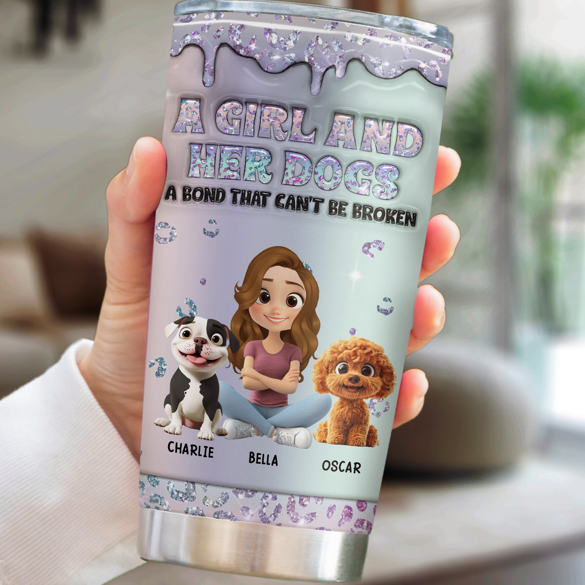 Custom Christmas Birthday Gifts For Dog Mom, Dog Lovers • Give You My Love - Personalized 3D Effect Tumbler
