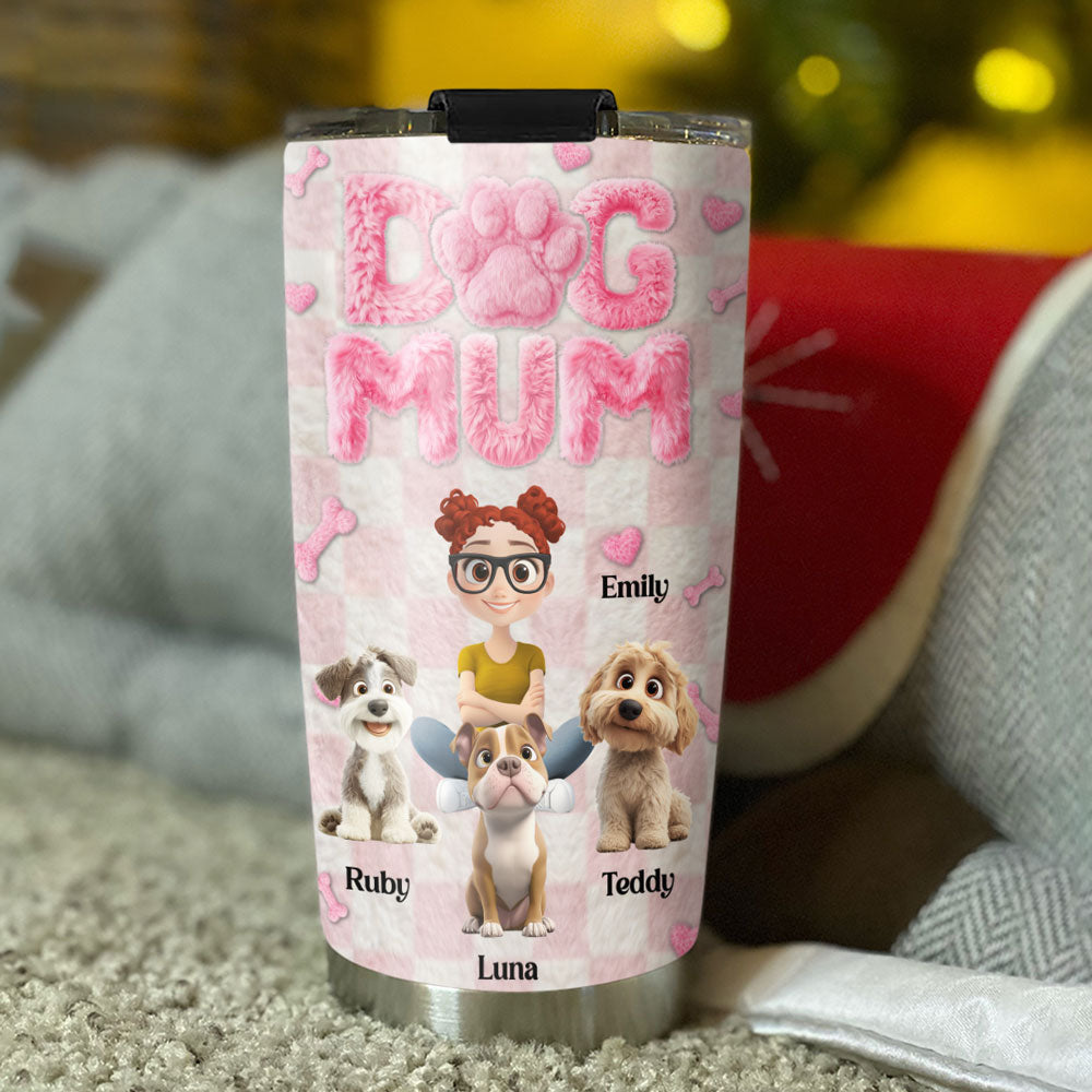 Custom Christmas Birthday Gifts For Dog Mom, Dog Lovers • My Furry Family - Personalized 3D Effect Tumbler