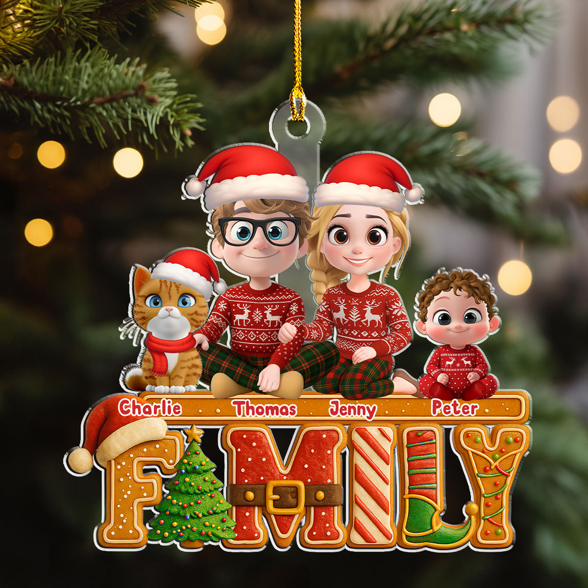 Custom Christmas Decor Home Birthday Gifts For Cat Lovers • Our Christmas Story - Personalized Acrylic Ornament