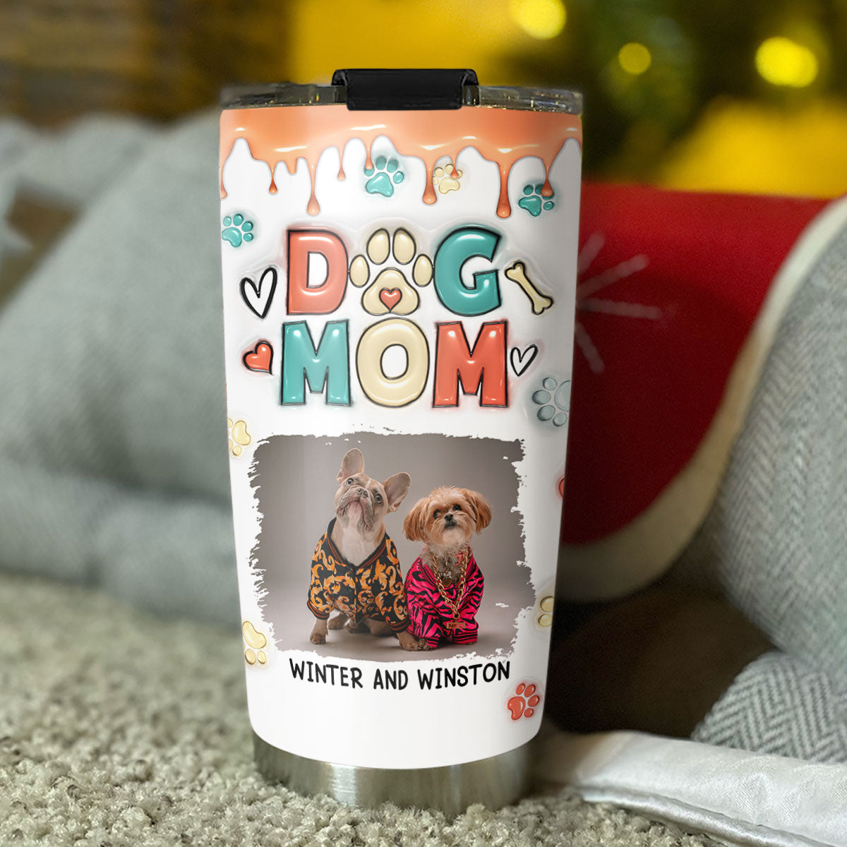 Custom Mother's day Birthday Gifts For Dog Mom, Dog Lovers • Mom Of Dogs Photo - Personalized 3D Inflated Effect Tumbler