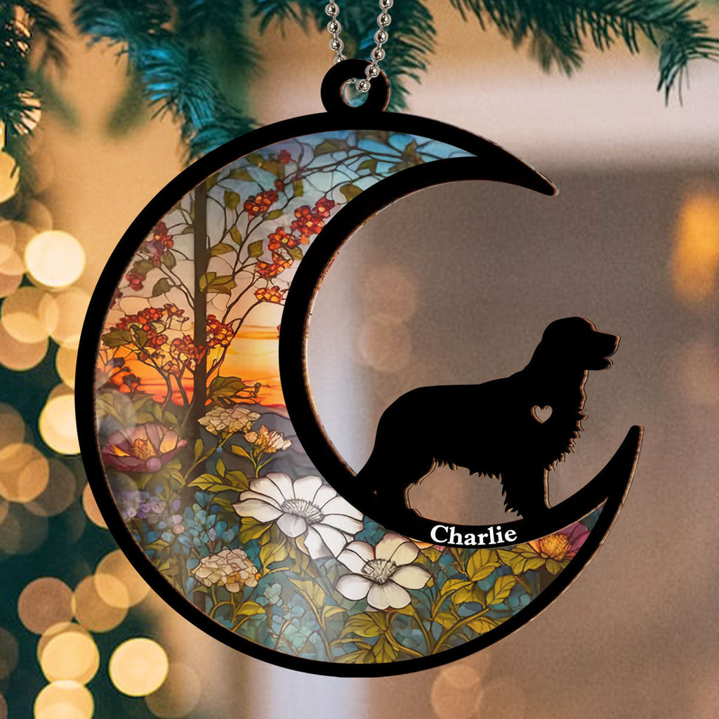 Custom Christmas Memorial Sympathy Gifts For Dogs, Cats • Dont Cry Because It Is Over - Personalized Suncatcher Ornament