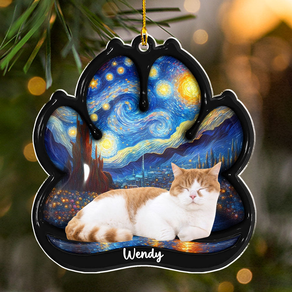 Lay Here With Cat Photo - Personalized 3D Effect Acrylic Ornament