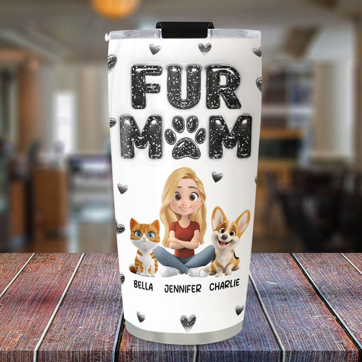 Custom Christmas Birthday Gifts For Pet Mom, Pet Lovers • Adore Fur Babies - Personalized 3D Inflated Effect Tumbler