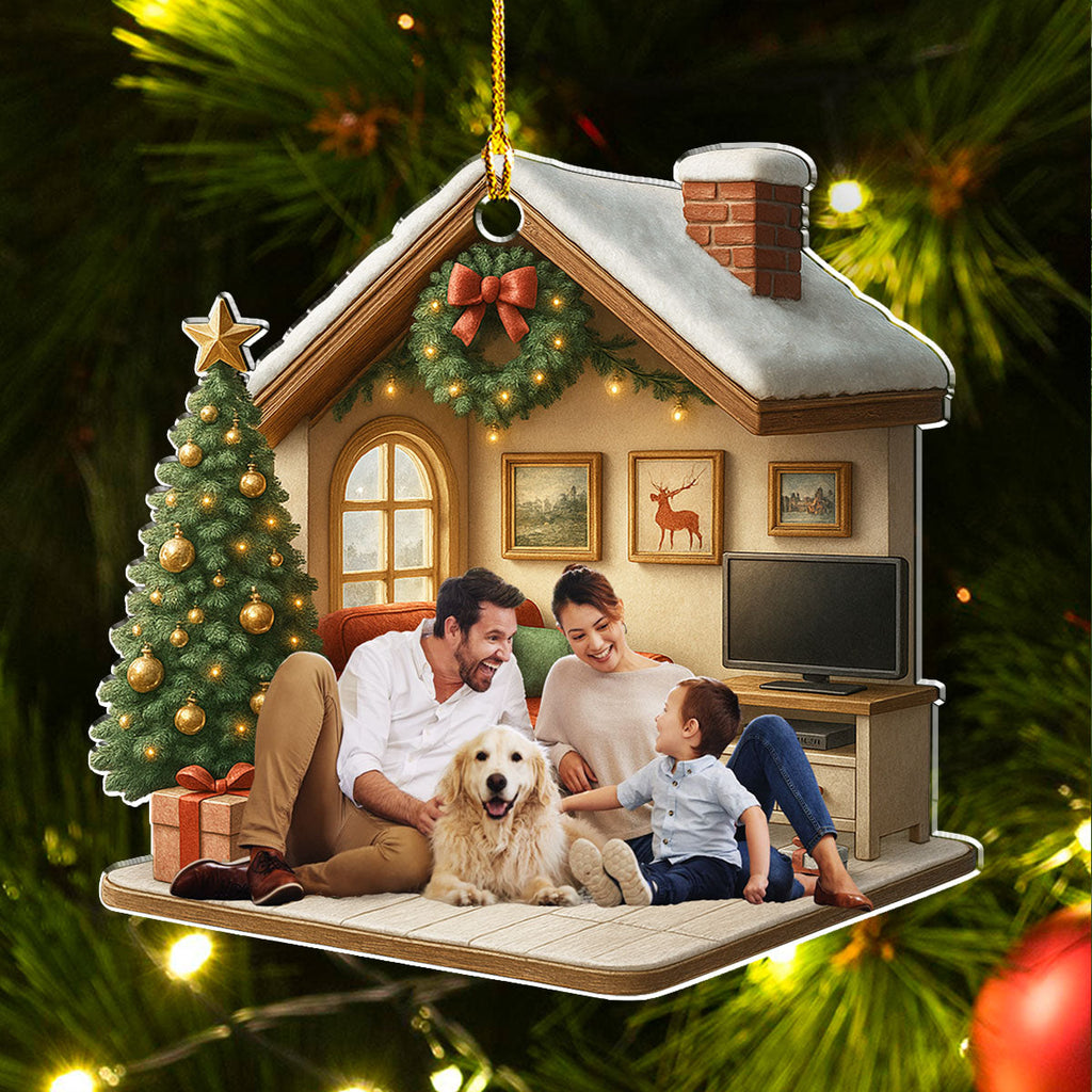 Under A Happy Roof Photo - Personalized 3D Effect Acrylic Ornament