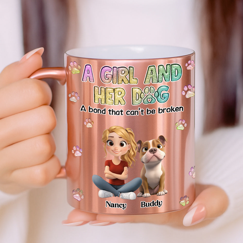 Custom Christmas Birthday Gifts For Dog Mom, Dog Lovers • A Bond That Cannot Be Broken - Personalized Metallic Mug