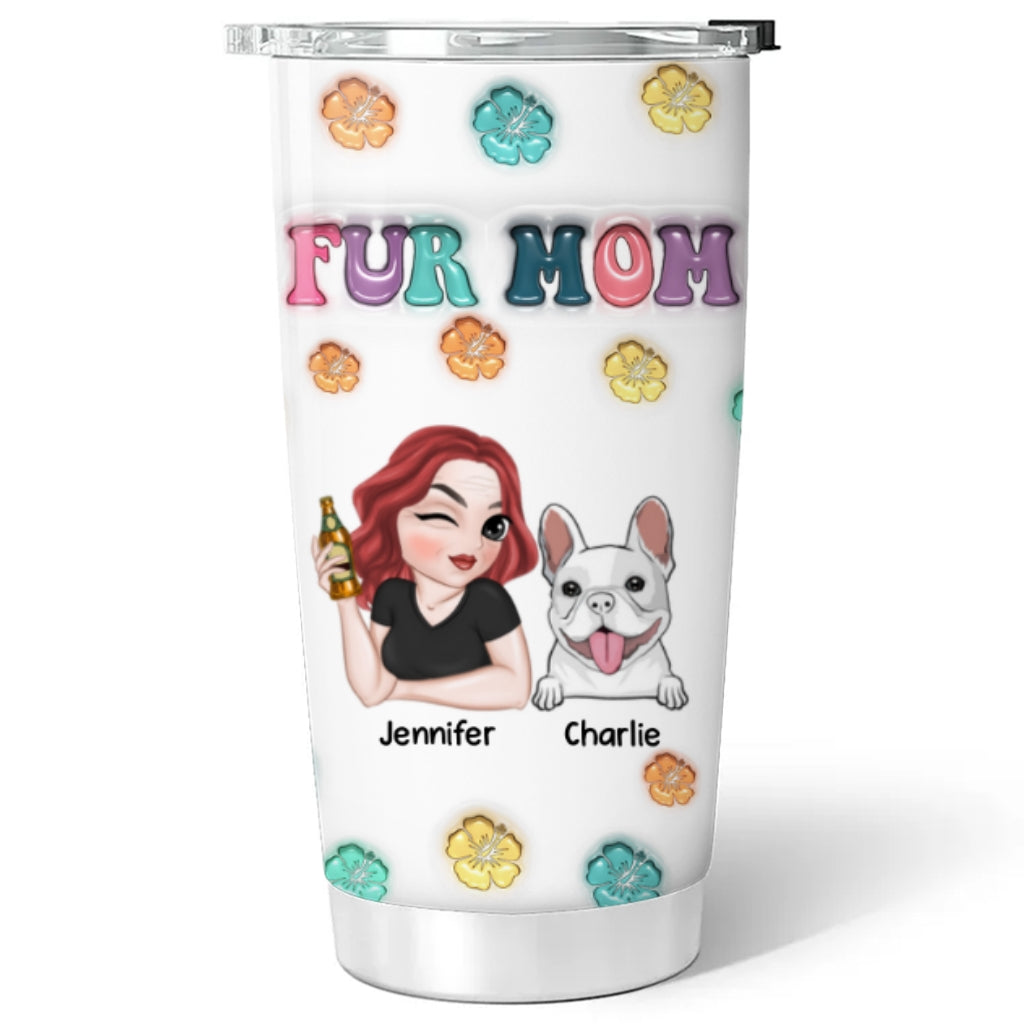 Custom Mother's day Birthday Gifts For Cat Mom, Cat Lovers • Fur Mom Summer - Personalized 3D Inflated Effect Tumbler