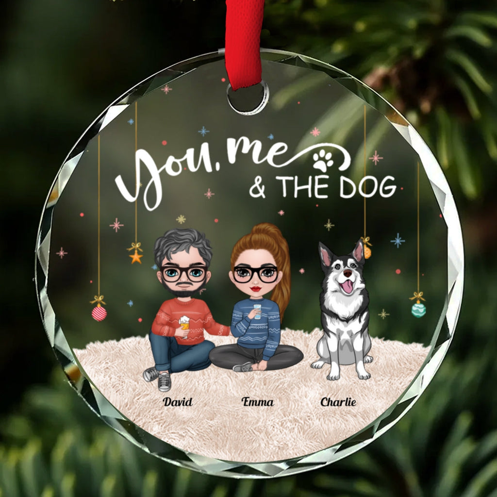 You Me And The Pet - Personalized Glass Ornament