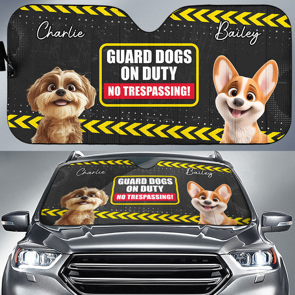 Custom Christmas Birthday Gifts Car Accessories for Dog Parents • No Trespassing - Personalized Car Sunshade
