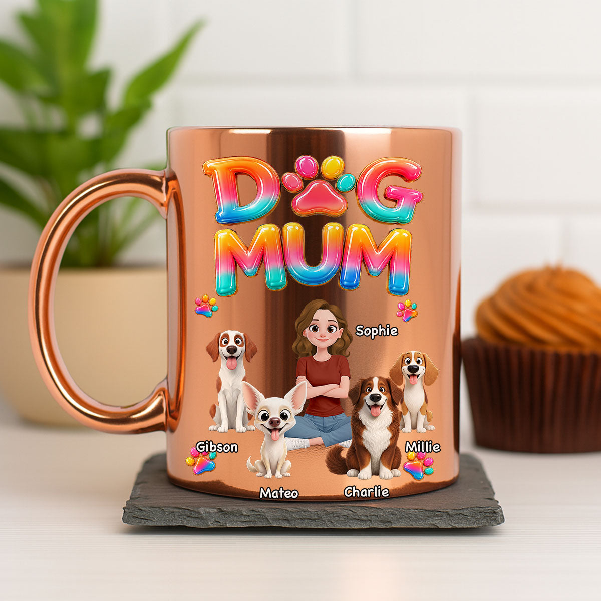 Custom Christmas Birthday Gifts For Dog Mom, Dog Lovers • Golden Dog Mom Era - Personalized Metallic Mug