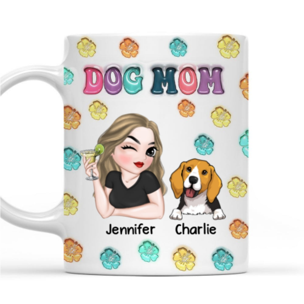 Custom Mother's day Birthday Gifts For Dog Mom, Dog Lovers • Dog Mom Summer - Personalized 3D Inflated Effect Mug