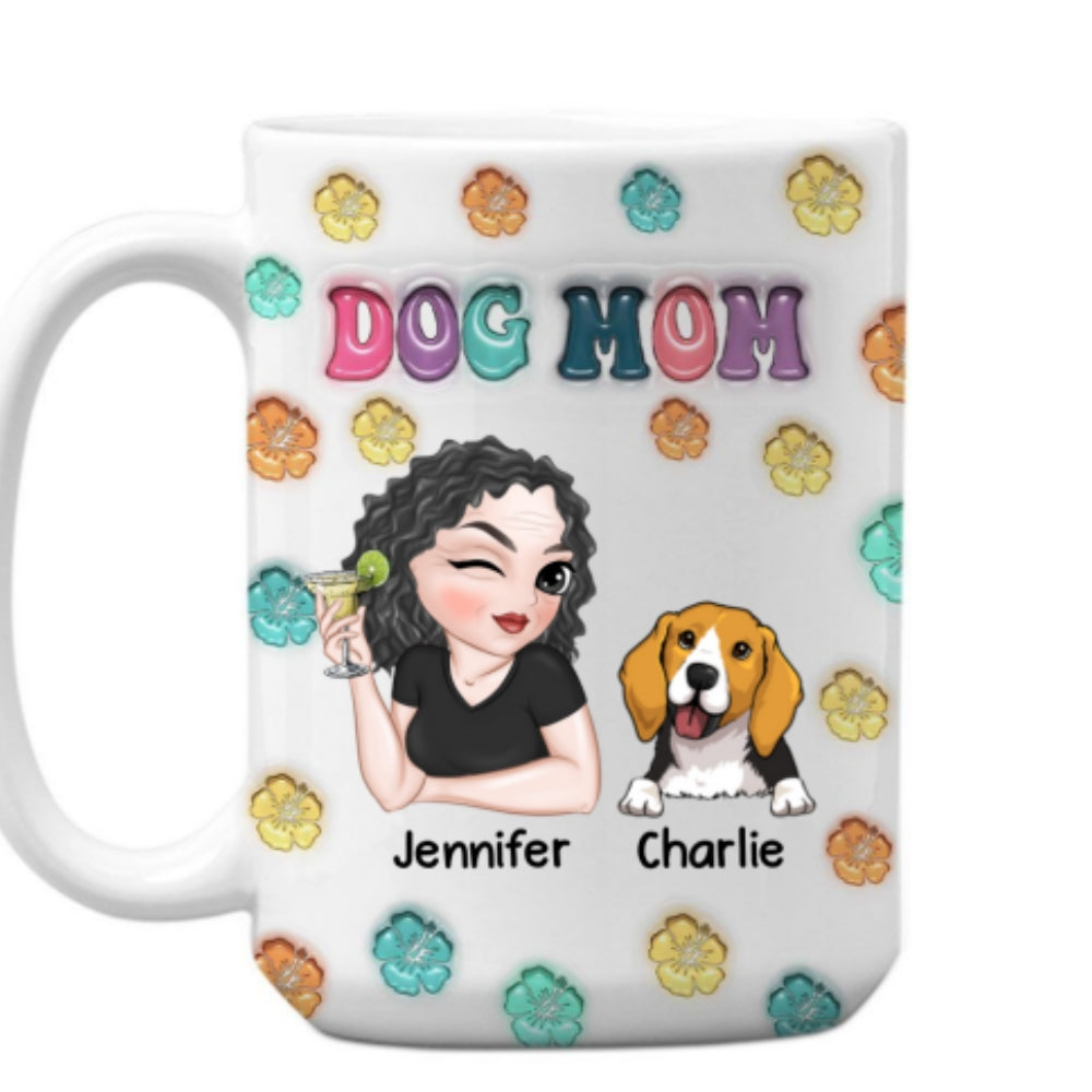 Custom Mother's day Birthday Gifts For Dog Mom, Dog Lovers • Dog Mom Summer - Personalized 3D Inflated Effect Mug