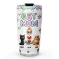 Custom Christmas Birthday Gifts For Cat Mom, Cat Lovers • Lovely Chibi Cat Mom - Personalized 3D Inflated Effect Tumbler