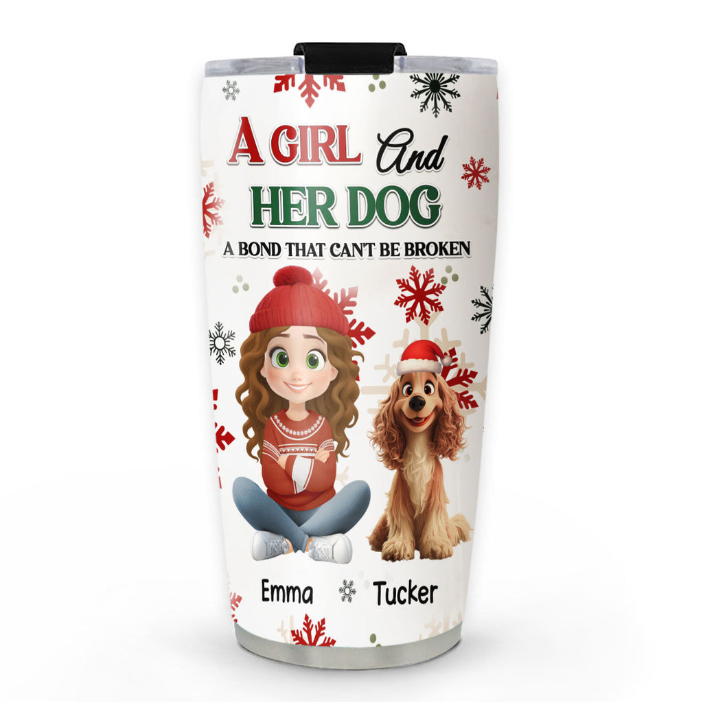 Custom Christmas Birthday Gifts For Dog Mom, Dog Lovers • A Girl And Her Dog Love Christmas - Personalized Tumbler