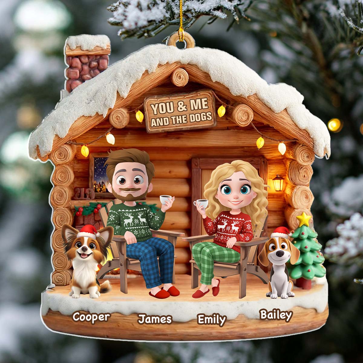 Custom Christmas Decor Home Birthday Gifts For Dog Lovers • Have A Chat With Dogs - Personalized 3D Effect Acrylic Ornament