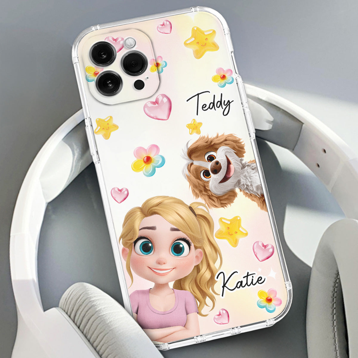 Sweet Girl Love Dogs - Personalized 3D Effect Phone Case