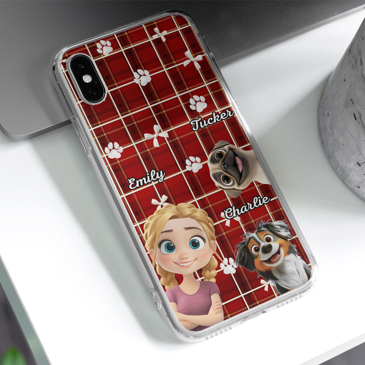 Dog Mom Bow Paw - Personalized Phone Case