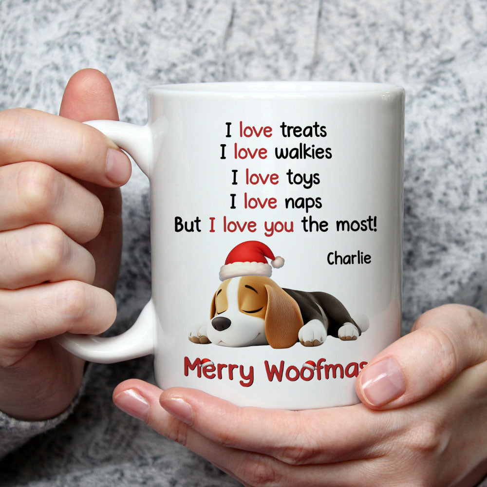 Custom Christmas Birthday Gifts For Dog Lovers • Love You The Most - Personalized Coffee Mug