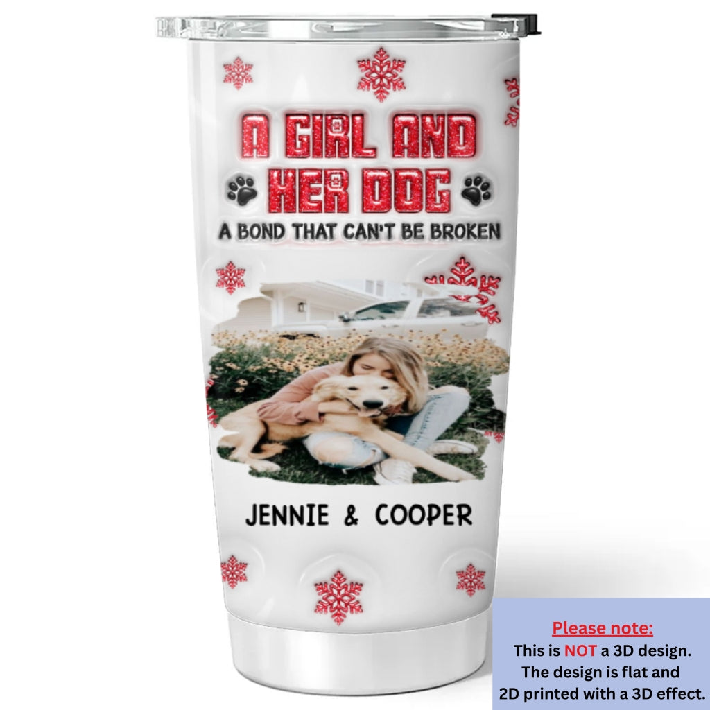 Custom Photo Christmas Birthday Gifts For Dog Mom, Dog Lovers • No Space Between Us Photo - Personalized 3D Inflated Effect Tumbler