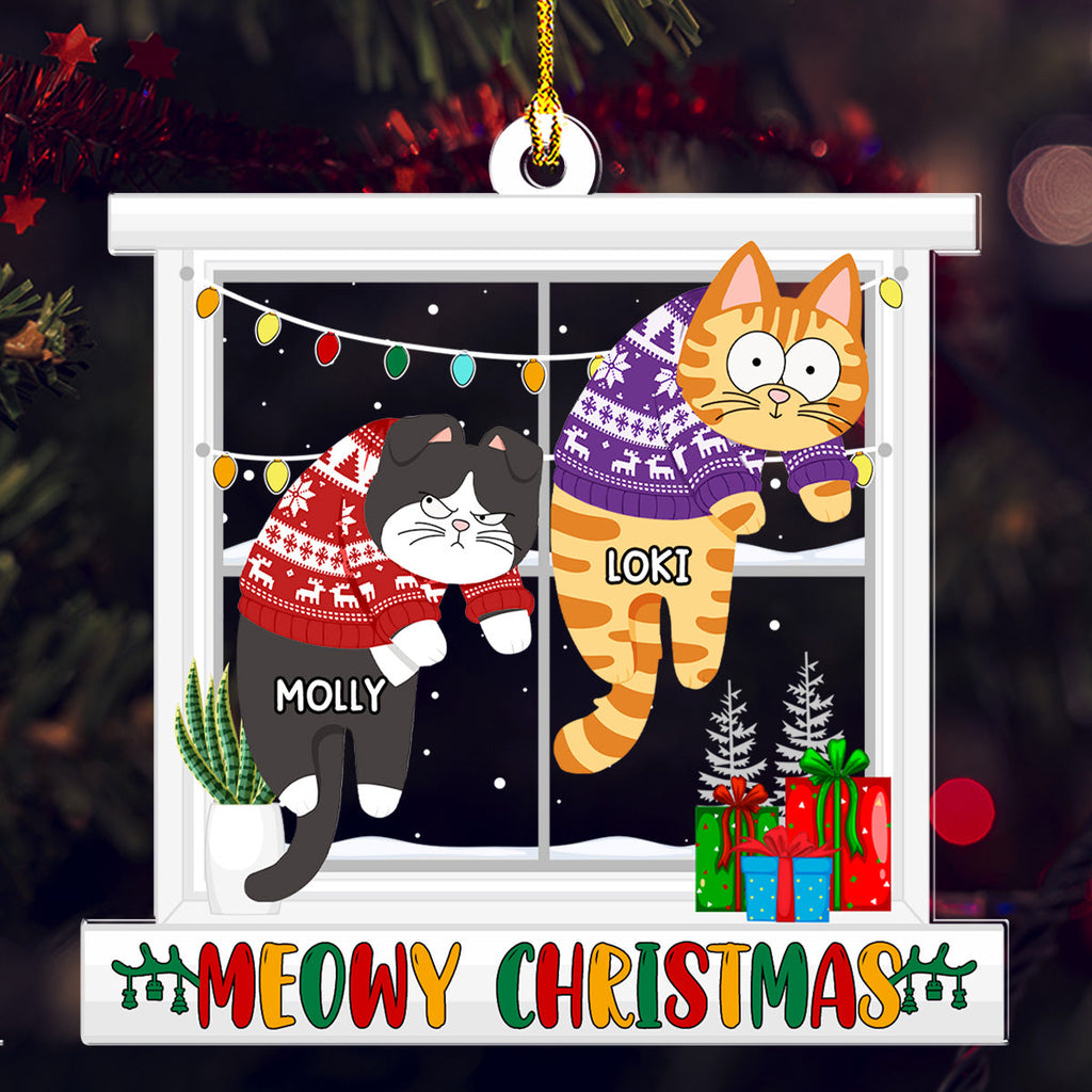 Meowy Christmas - Personalized Acrylic Ornament